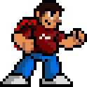 Iker in Mega Man X style pixel art.