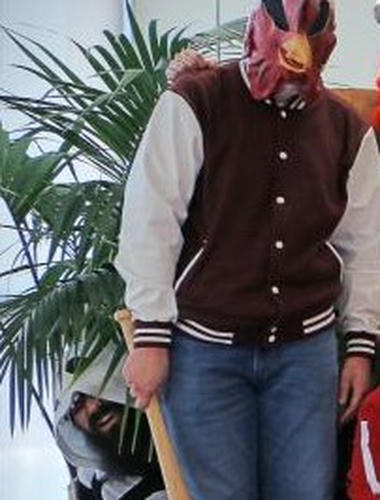 Iker dressed up as Jacket from Hotline Miami.